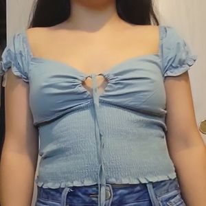 Blue-Gray Crop Top (Small)